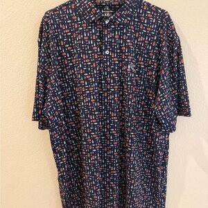 Rhoback Mens Navy Print Polo Shirt - XX-Large